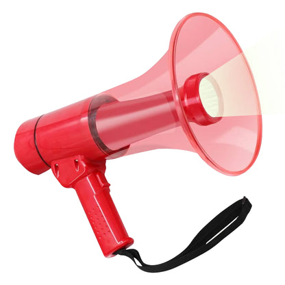 5Core Megaphone Bullhorn Speaker W Siren LED Light Adjustable Volume Bull Horn RED