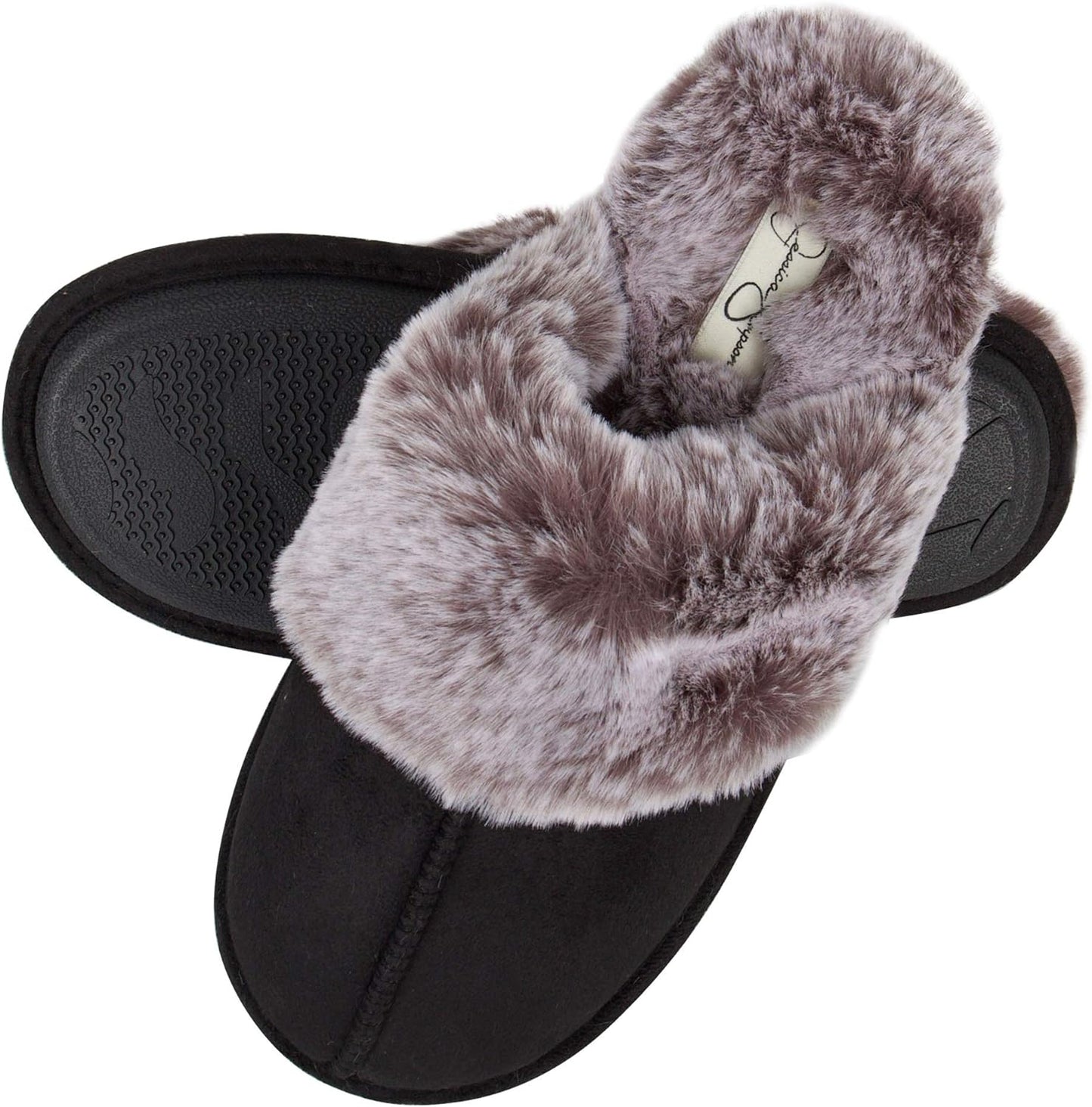 Women'S Comfy Faux Fur House Slipper Slip-On Scuff Memory Foam Soft Plush Lining