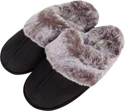 Women'S Comfy Faux Fur House Slipper Slip-On Scuff Memory Foam Soft Plush Lining